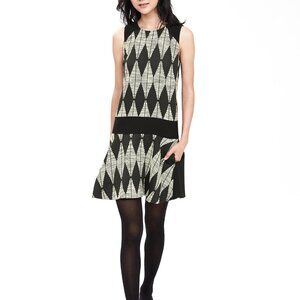 Banana Republic Black Diamond Jacquard Drop Waist Dress Swing Aztec Size 2